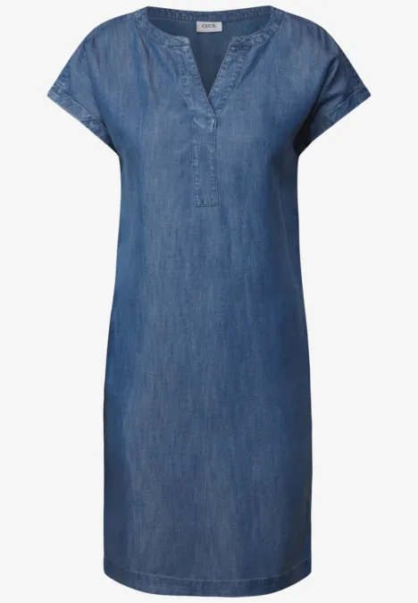 Robe courte en denim mid blue wash