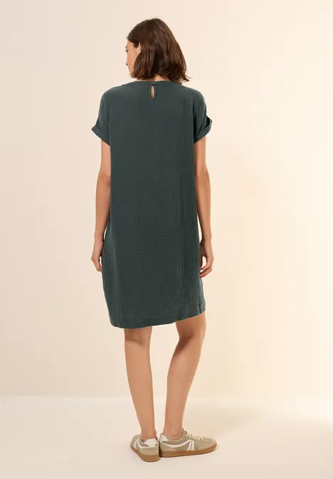 Musselin-Kleid in Unifarbe slate khaki