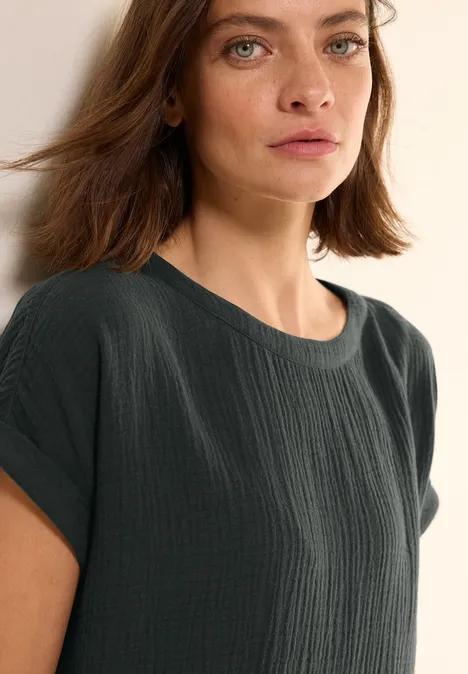 Musselin-Kleid in Unifarbe slate khaki