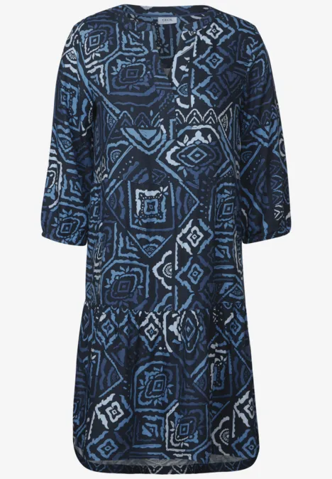 Gemustertes Volant-Kleid universal blue