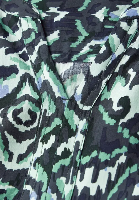 Gemustertes Volant-Kleid slate khaki
