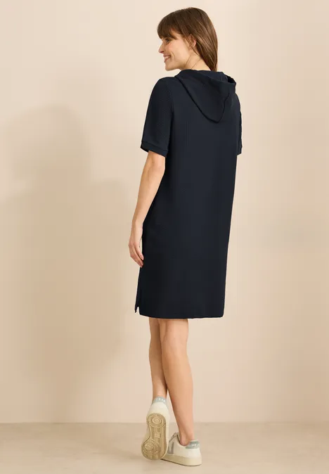 Strukturkleid mit Kapuze universal blue