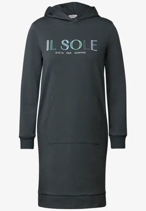 Hoodie-Kleid mit Stickerei slate khaki