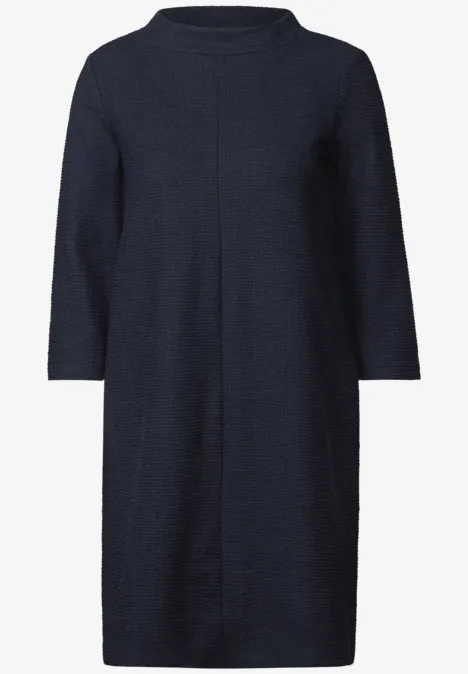 Strukturkleid in Unifarbe universal blue