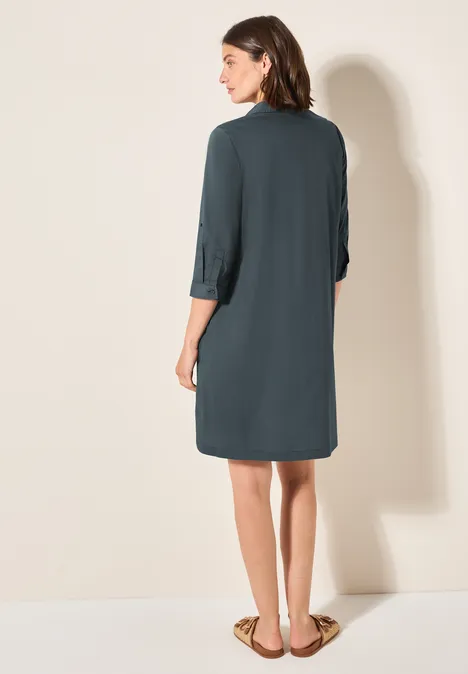 Kleid mit Smok-Detail slate khaki