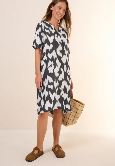 Gemustertes Kleid volcanic grey
