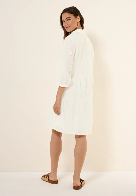Kleid mit Lochstickerei vanilla white