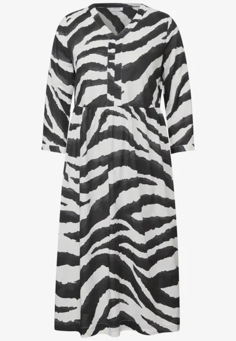 Gemustertes Baumwollkleid volcanic grey