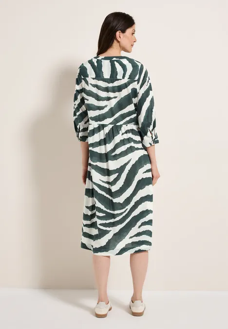Zebra Print Baumwollkleid dark balmy khaki