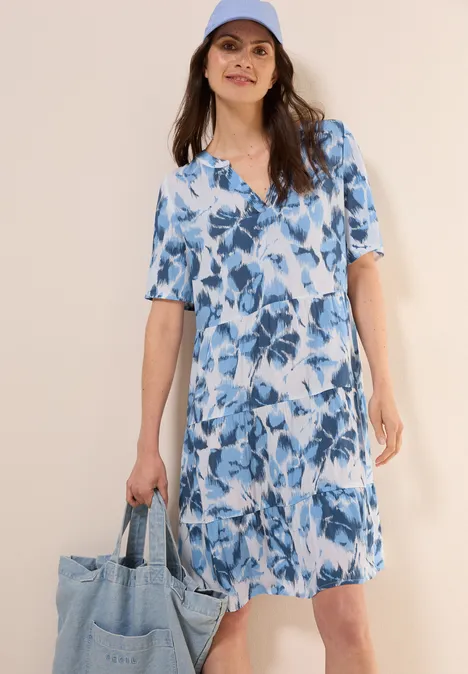Gemustertes Crepe-Kleid vanilla white