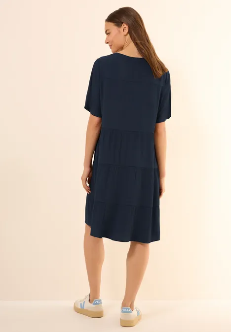 Strukturkleid mit Volants universal blue