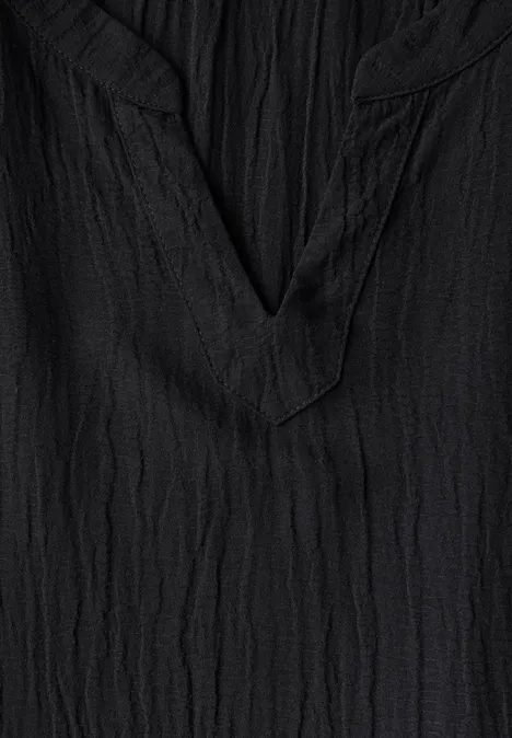 Seersucker-Kleid mit Volants Black