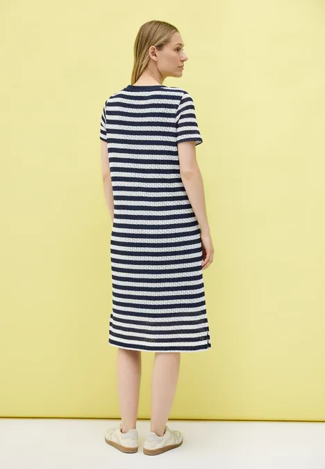 Gestreiftes Ajour-Kleid urban navy blue