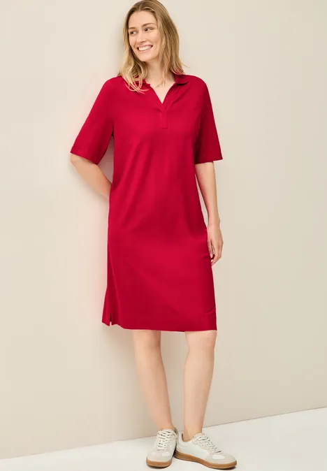 Piqué Polo-Kleid glazed apple red