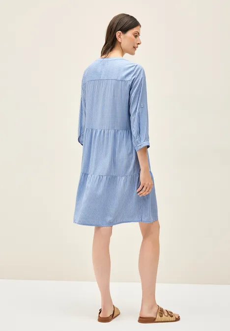 Robe rayée à volants deep pastel blue