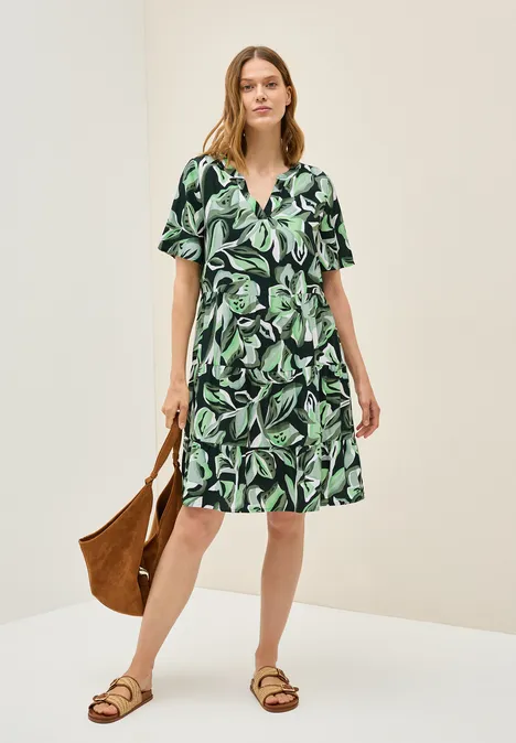 Robe à volants à motifs ink green