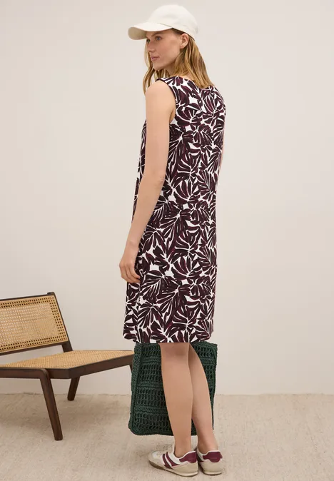 Gemustertes Jersey-Kleid mulberry red