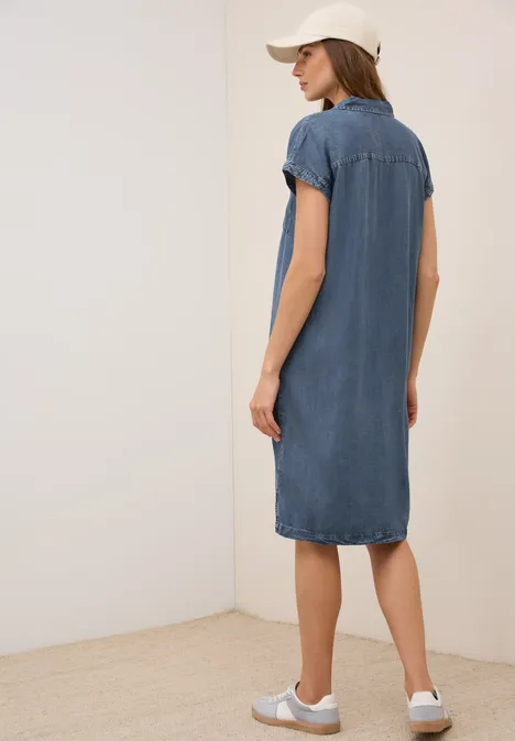 Denim Look Lyocell Kleid mid blue wash