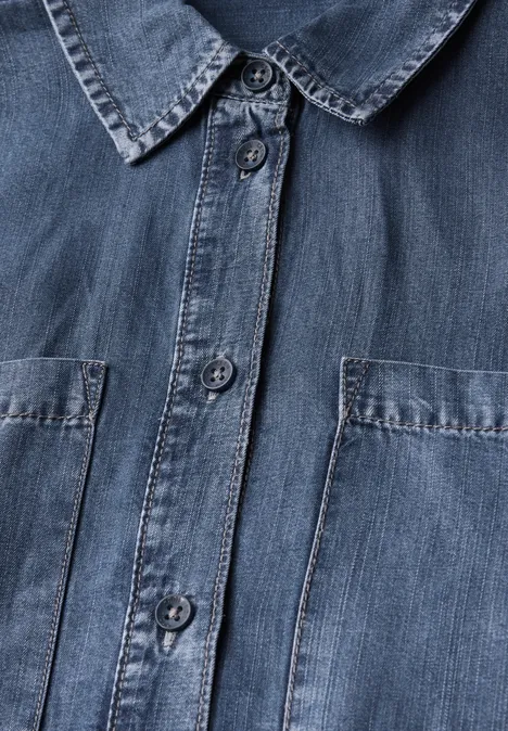Denim Look Lyocell Kleid mid blue wash