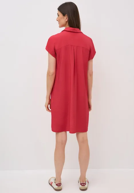 Strukturkleid in Unifarbe glazed apple red
