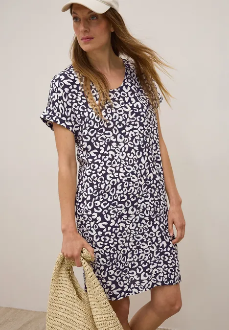 Crepe Leo Kleid aus Viskose urban dark blue