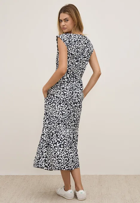 Gemustertes Volant-Kleid urban dark blue