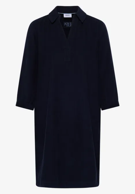 Cordkleid in Unifarbe urban dark blue