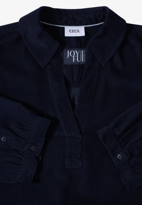 Cordkleid in Unifarbe urban dark blue