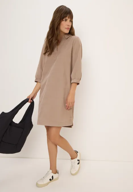 Corduroy jurk in effen kleur natural taupe