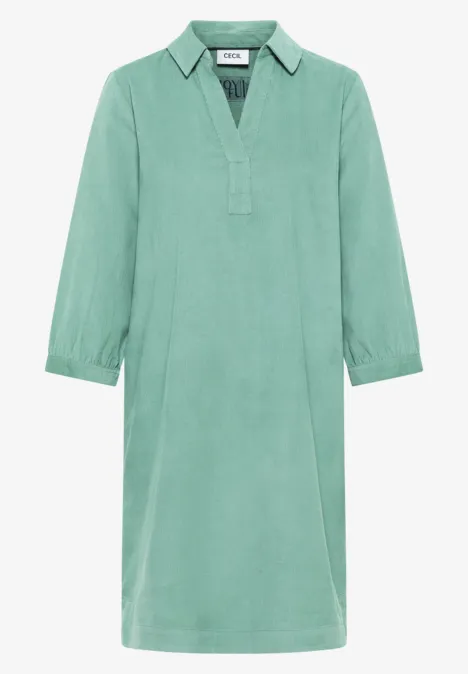 Robe en velours côtelé en couleur unie jewel green