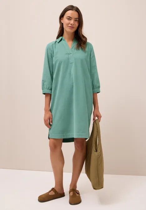 Cordkleid in Unifarbe jewel green