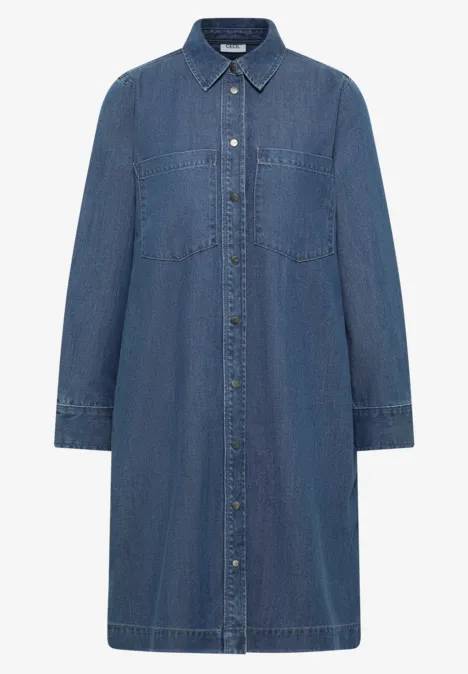 Denim-Look Kleid mid blue wash