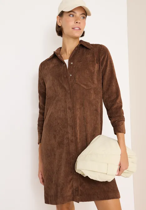 Cordkleid mocha caramel