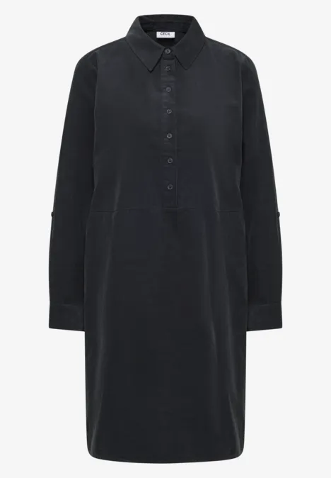 Cordkleid in Unifarbe carbon grey