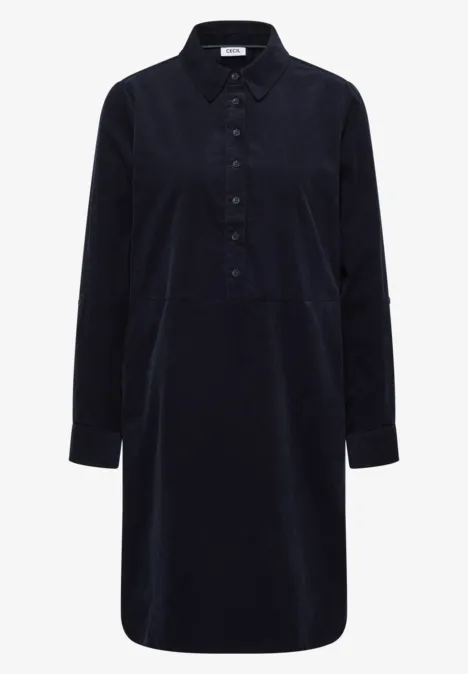 Cordkleid in Unifarbe urban dark blue