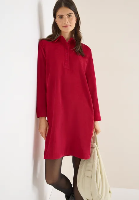 Cordkleid in Unifarbe beaujolais red