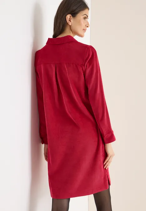 Cordkleid in Unifarbe beaujolais red