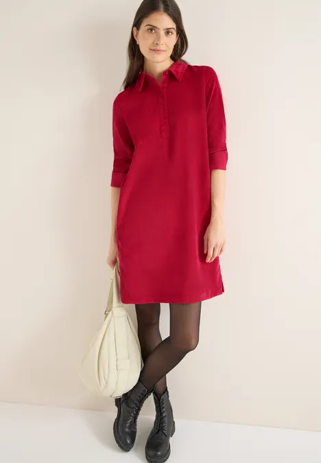 Cordkleid in Unifarbe beaujolais red