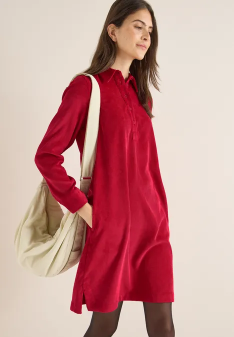 Cordkleid in Unifarbe beaujolais red