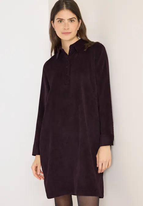 Robe en velours côtelé en couleur unie eggplant red