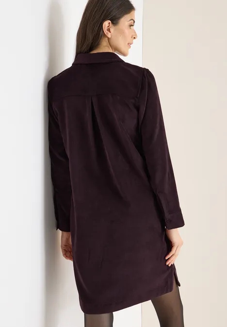 Robe en velours côtelé en couleur unie eggplant red