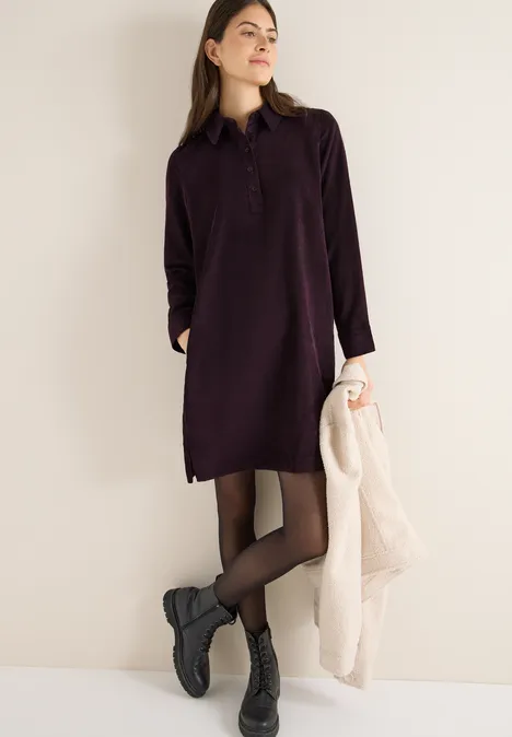 Robe en velours côtelé en couleur unie eggplant red
