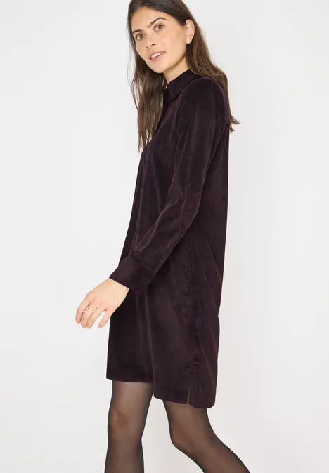 Robe en velours côtelé en couleur unie eggplant red
