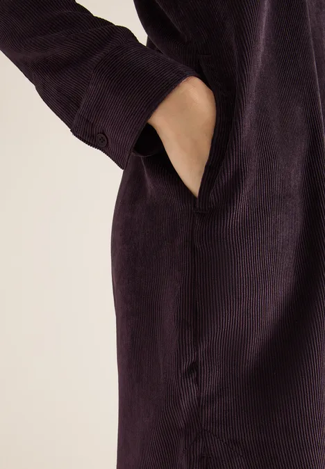 Robe en velours côtelé en couleur unie eggplant red
