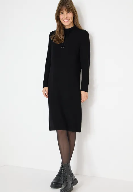 Cosy Rippstruktur Kleid Black Cosy Rippstruktur Kleid Black