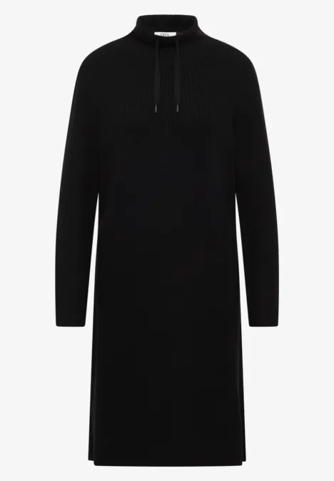 Cosy Rippstruktur Kleid Black Cosy Rippstruktur Kleid Black