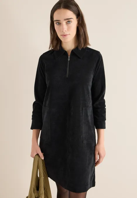 Cordkleid mit Zipper Black