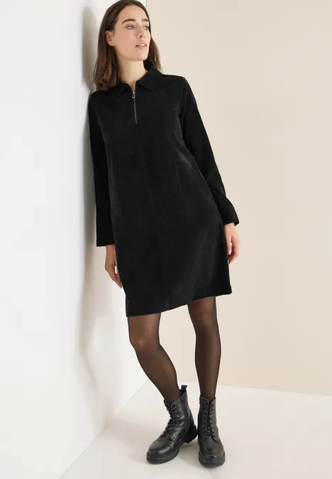 Cordkleid mit Zipper Black