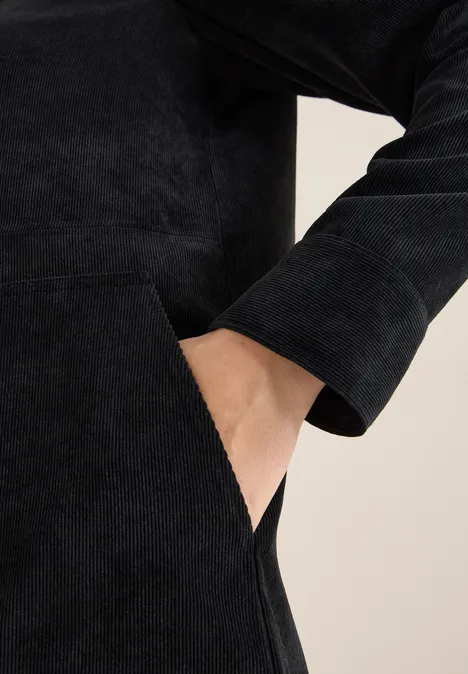 Cordkleid mit Zipper Black