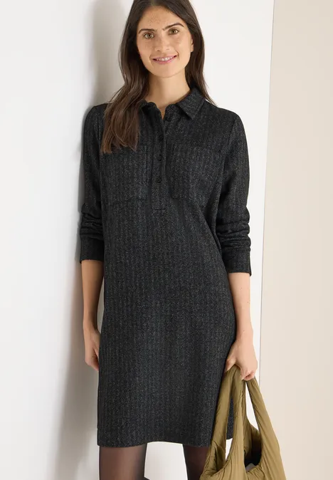 Two-Tone Strukturkleid Black